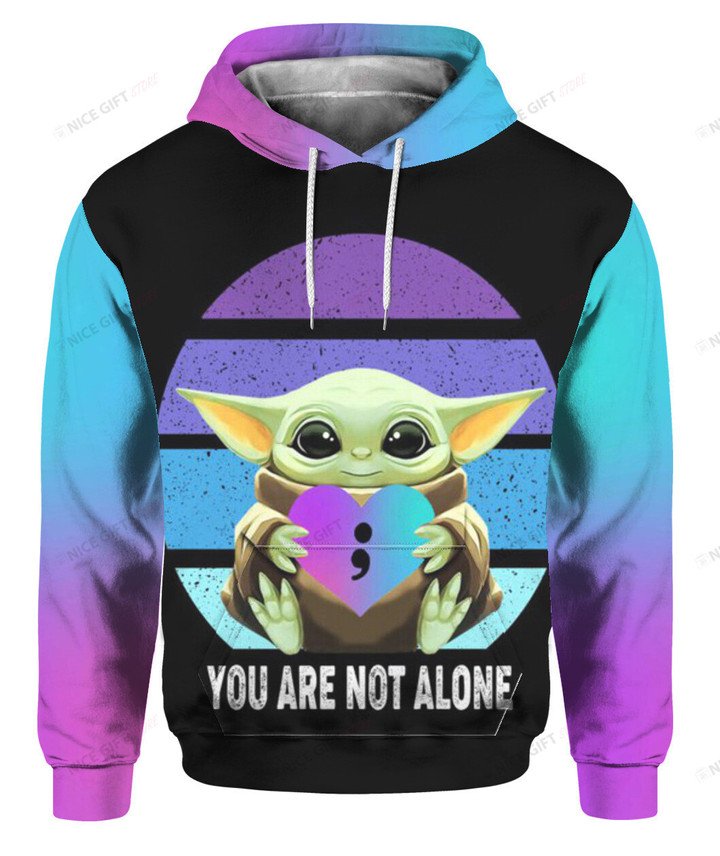 You Are Not Alone Yoda Chibi 3D Hoodie