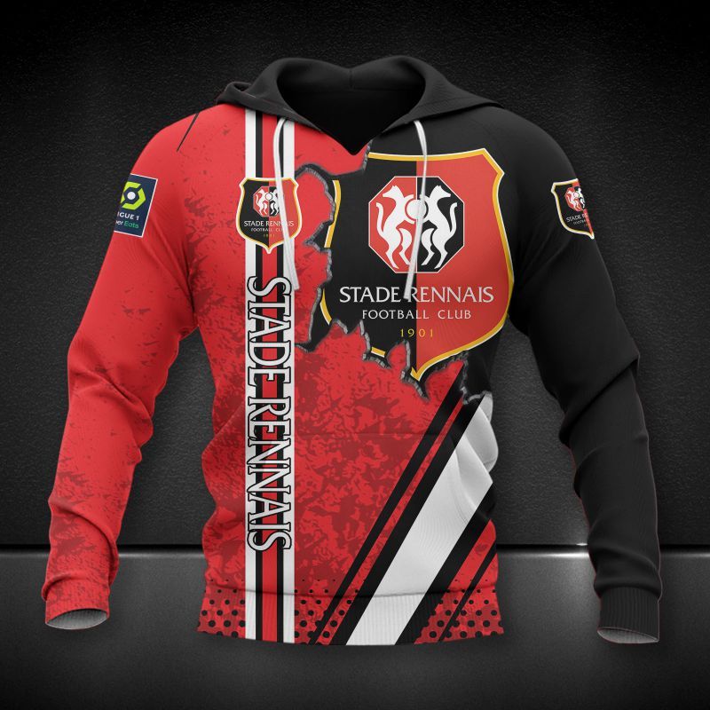 Stade Rennais F.C red black 3d all over printed hoodie