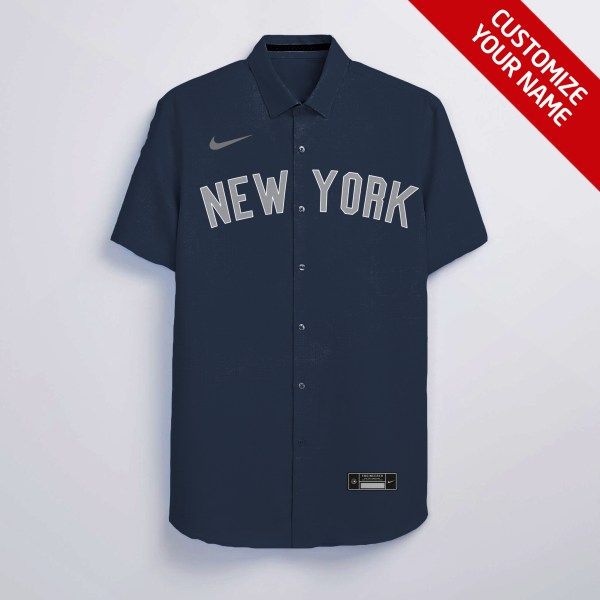 New York Yankees NFL Navy Personalized Hawaiian Shirt