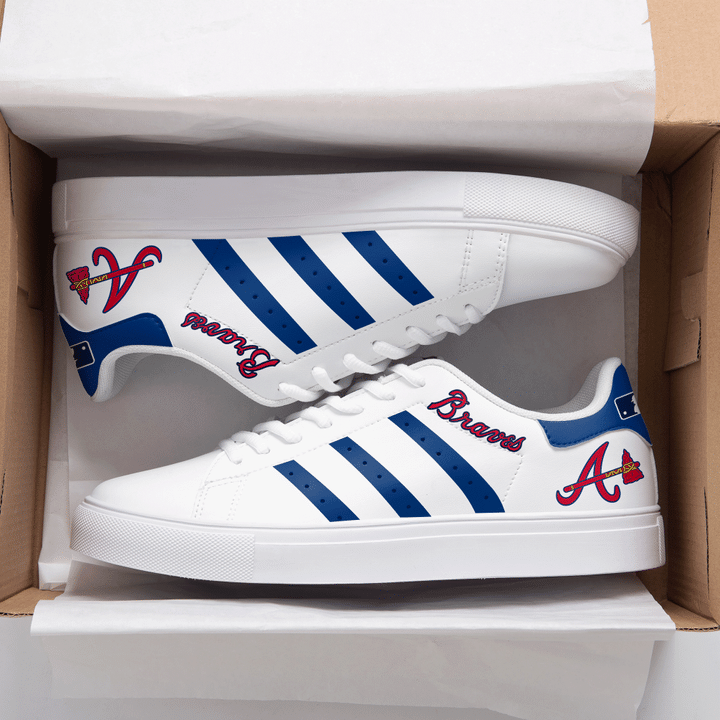Atlanta Braves MLB Navy And White Stan Smith Low Top Shoes