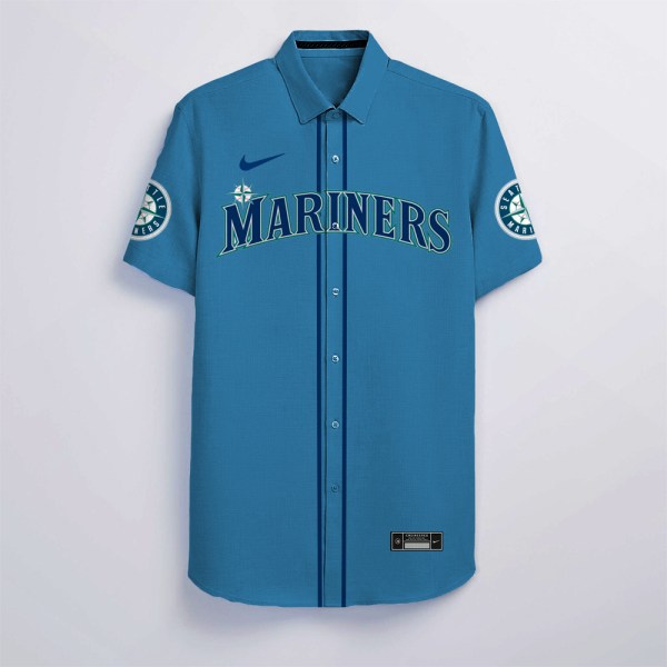 Seattle Mariners MLB Custom Name Blue Hawaiian Shirt