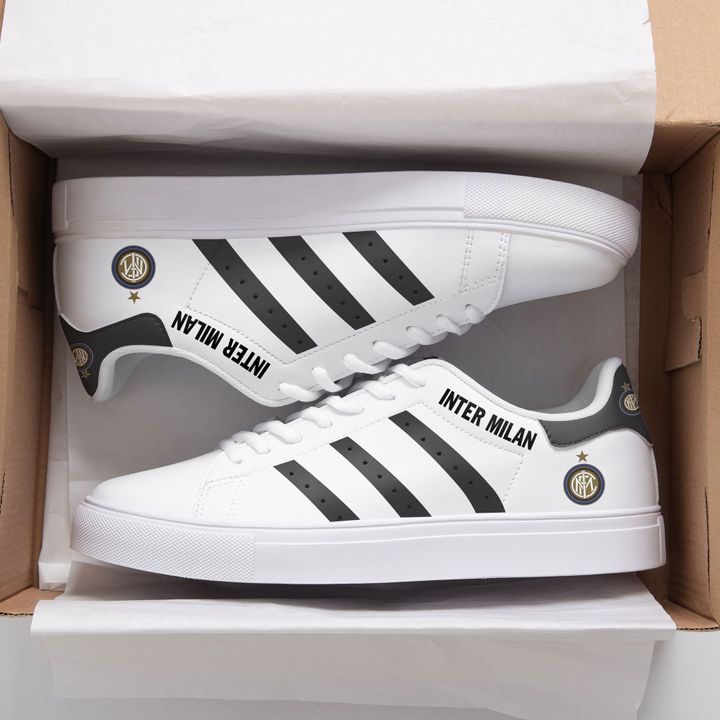 Inter Milan Gray And White Stan Smith Low Top Shoes