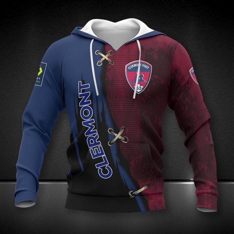 Clermont Foot Auvergne 63 blue 3d all over printed hoodie