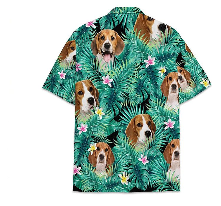 Dog Beagle Pattern Tropical Hawaiian Shirt