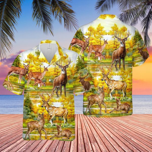 A Beautiful Summer With Deer Forest Hawaiian Shirt