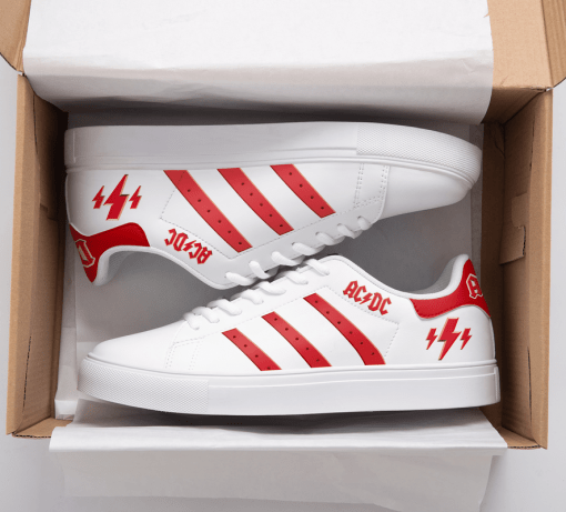 ACDC Band White And Red 3D Over Printed Stan Smith Shoes
