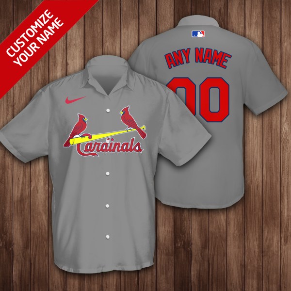 St Louis Cardinals MLB Grey Personalized Hawaiian Shirt