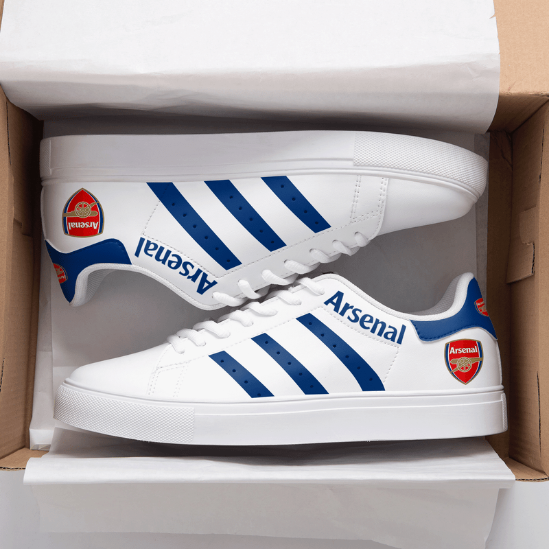 Arsenal White Blue 3d Over Printed Stan Smith Shoes