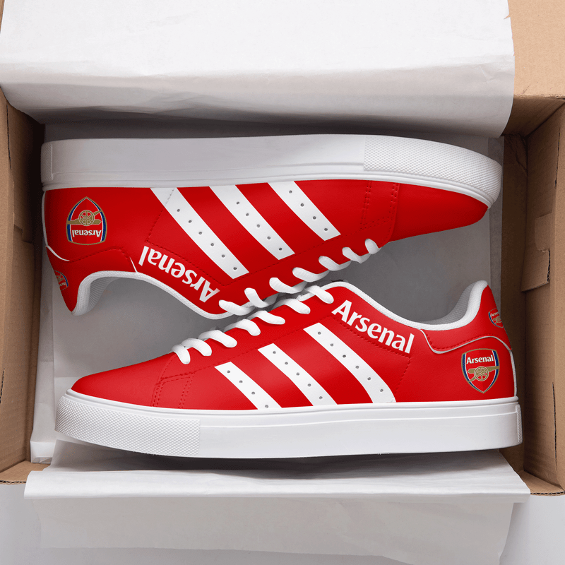 Arsenal Red White 3d Over Printed Stan Smith Shoes