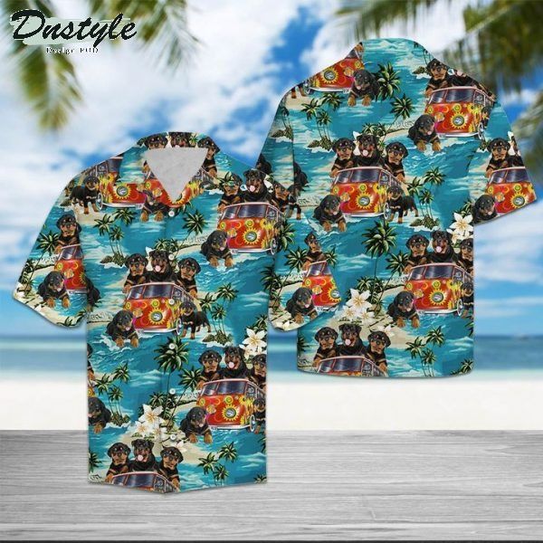 Rottweiler Hippie Hawaiian Shirt Summer Button Up
