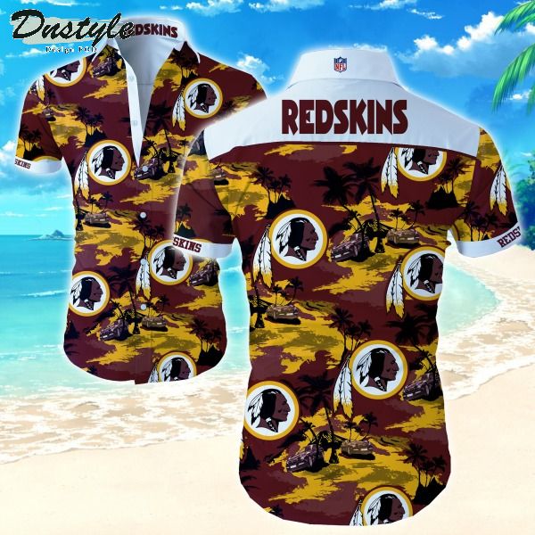Washington Redskins Men's Shirts Summer Casual Short Sleeve Button-up T-Shirts 