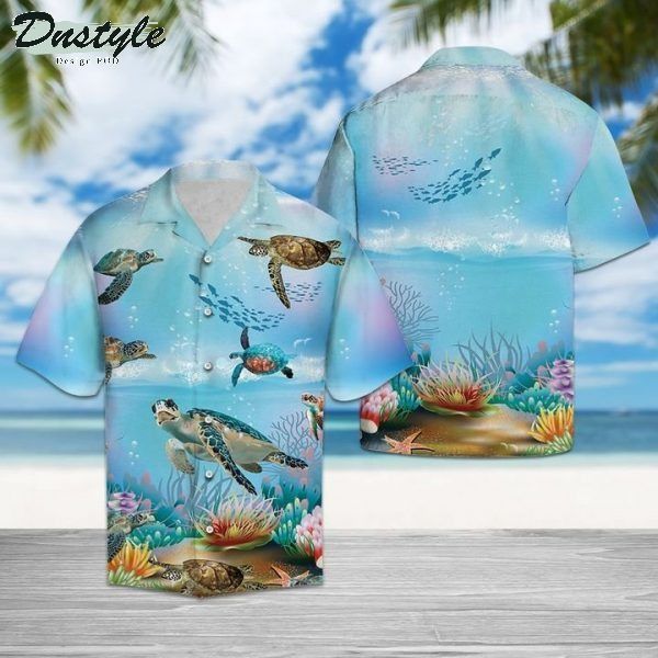 Happy Turtle Hawaiian Shirt Summer Button Up