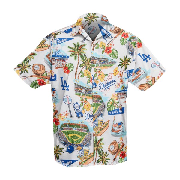 Los Angeles Dodgers MLB Logo Pattern Summer Hawaiian Shirt