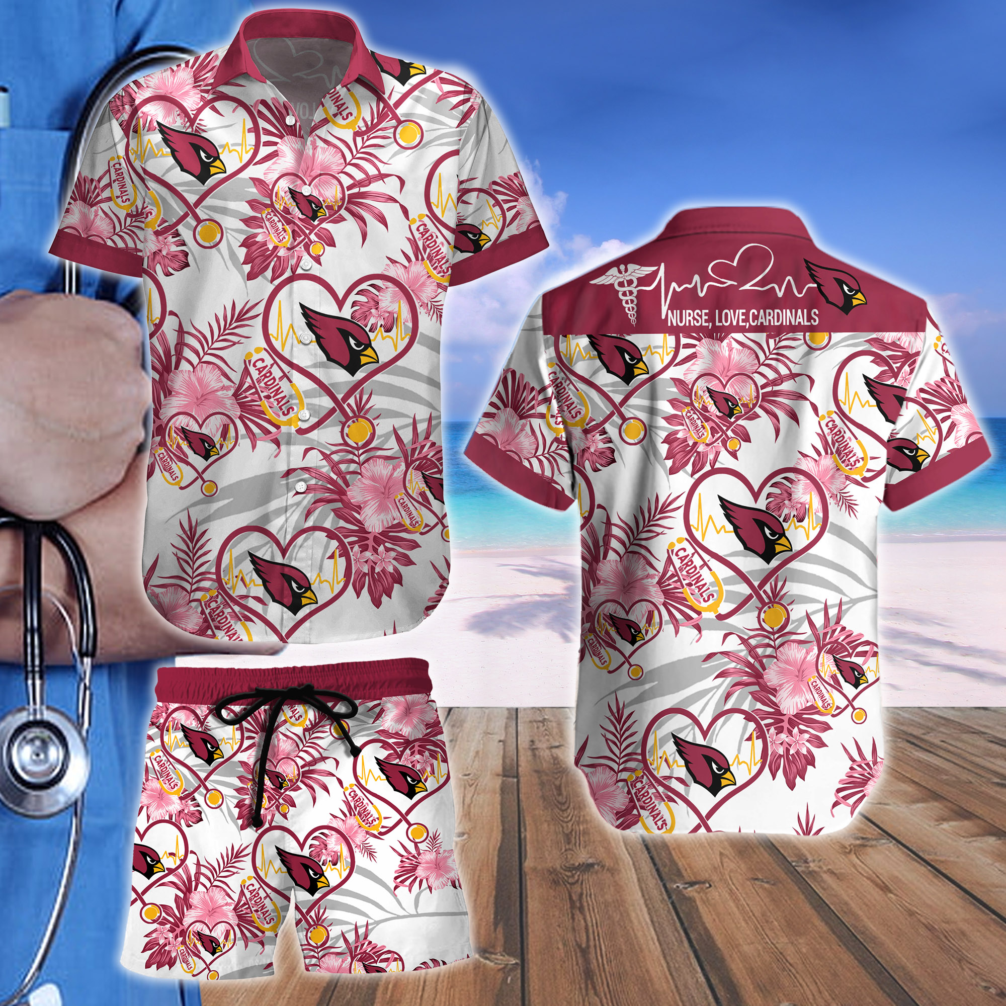 Nurse Love Arizona Cardinals Hawaiian shirt