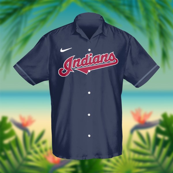 Cleveland Indians MLB Navy Personalized Hawaiian Shirt