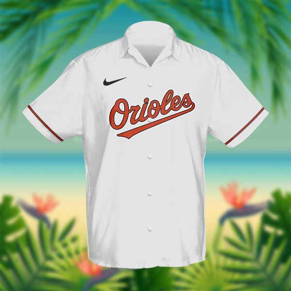 MLB Baltimore Orioles White Personalized Hawaiian Shirt