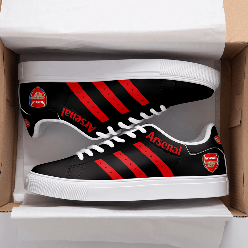 Arsenal Black Red 3d Over Printed Stan Smith Shoes