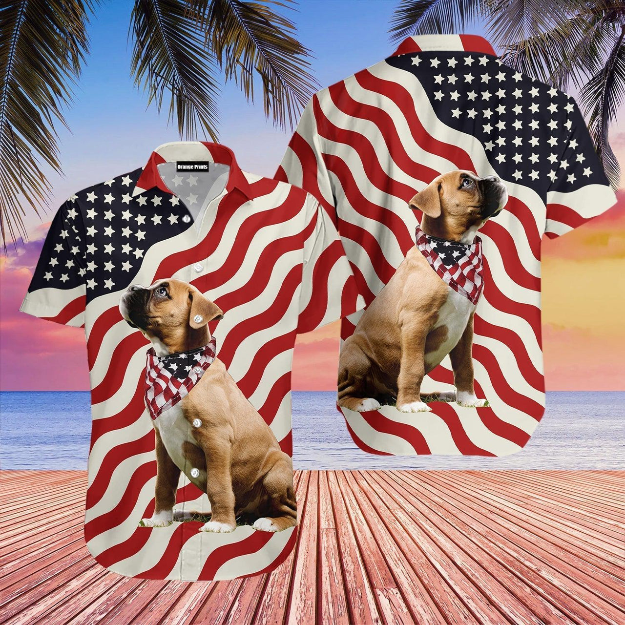 Dog American Flag Hawaiian Shirt