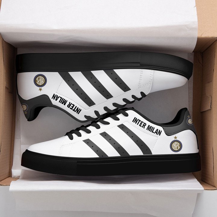 Inter Milan Gray And White Stan Smith Low Top Shoes