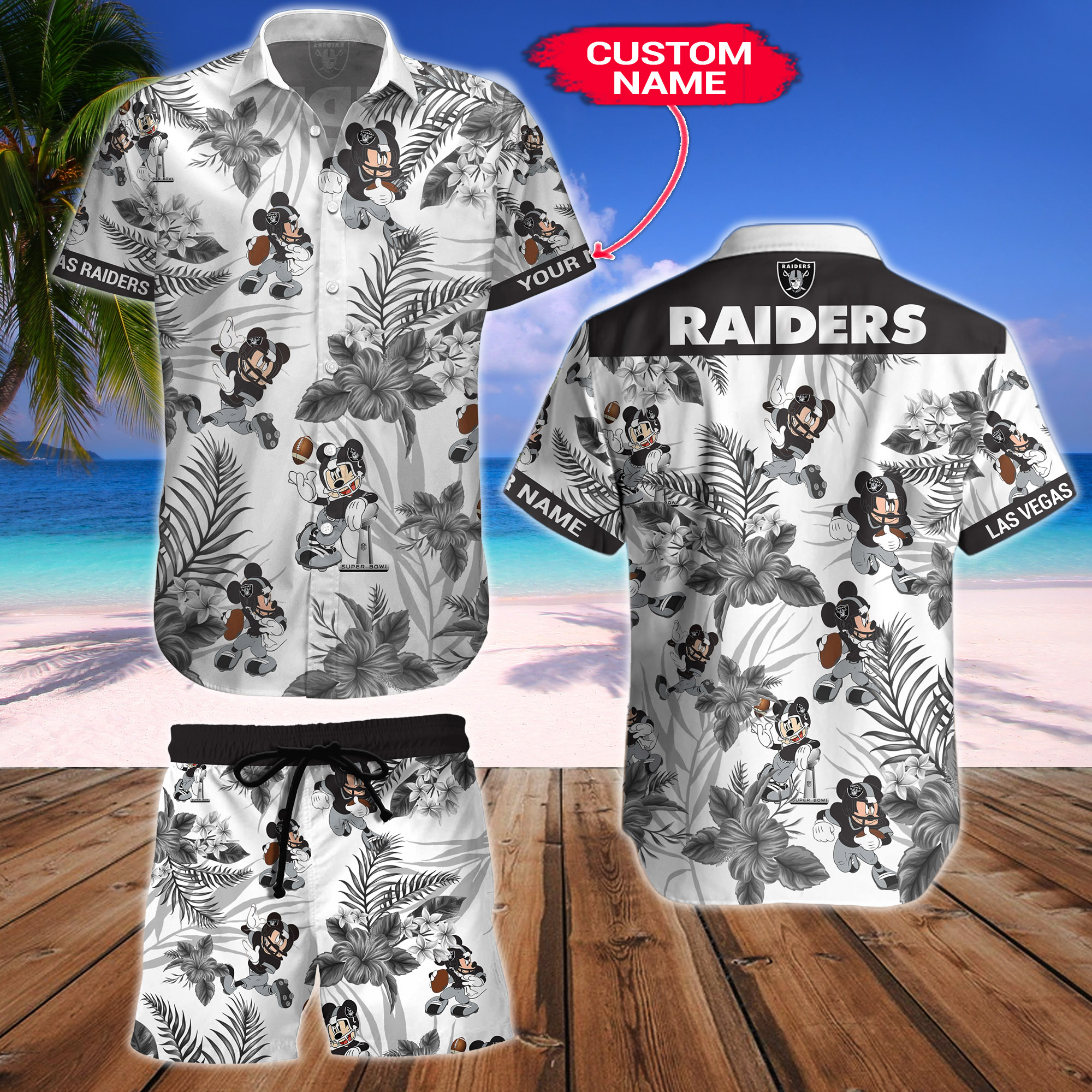 Las Vegas Raiders Mickey Custom Name Hawaiian Shirt