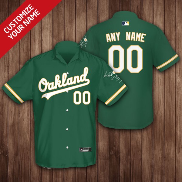 Oakland Athletics MLB Custom Name Green Hawaiian Shirt