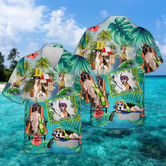 Beagle Surfing Hawaiian Shirt