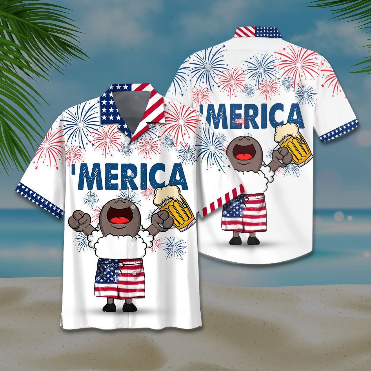 Beer American Flag 4th Of July Hawaiian Shirt