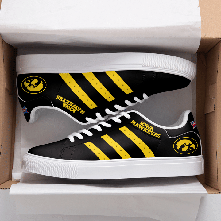 Iowa Hawkeyes NCAA Black And Yellow Stan Smith Low Top Shoes