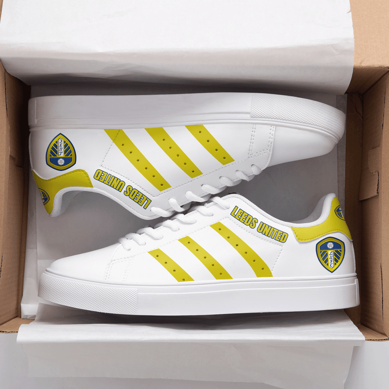 Leeds United White Yellow 3d Over Printed Stan Smith Shoes
