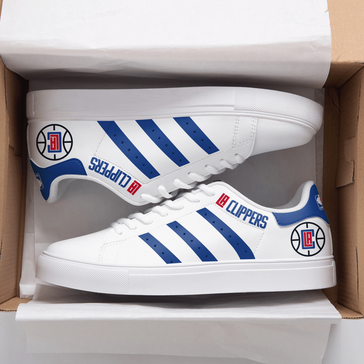 Los Angeles Clippers NBA Navy And White Stan Smith Low Top Shoes