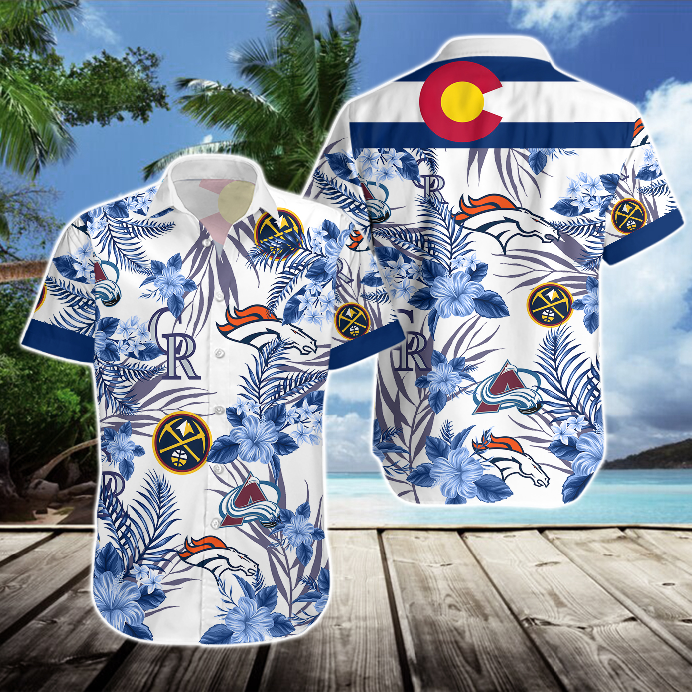 Denver Broncos Denver Nuggets Colorado Rockies Colorado Avalanche Hawaiian Shirt