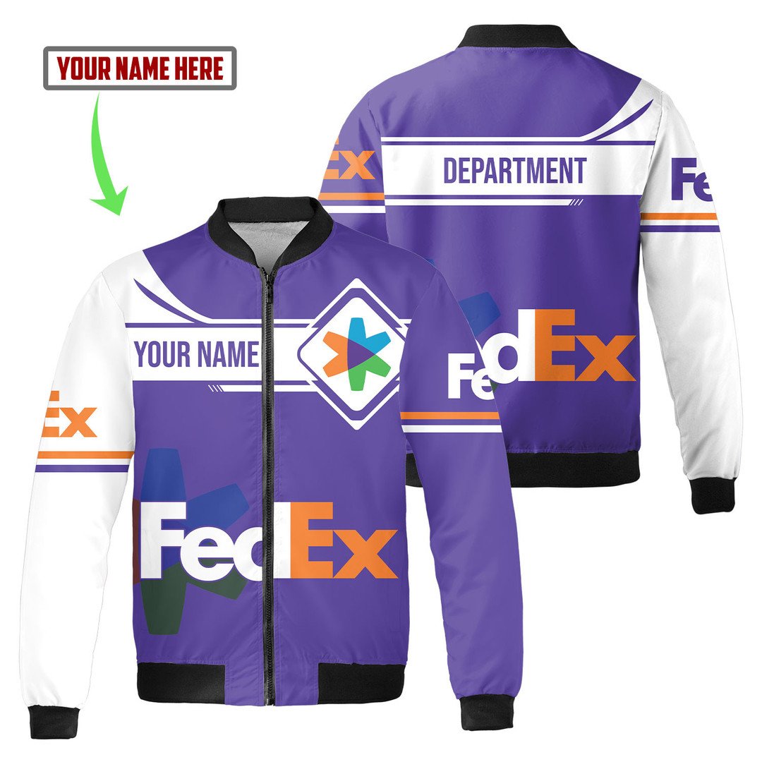 Fedex Symbol Custom Name And Department Bomber Jacket