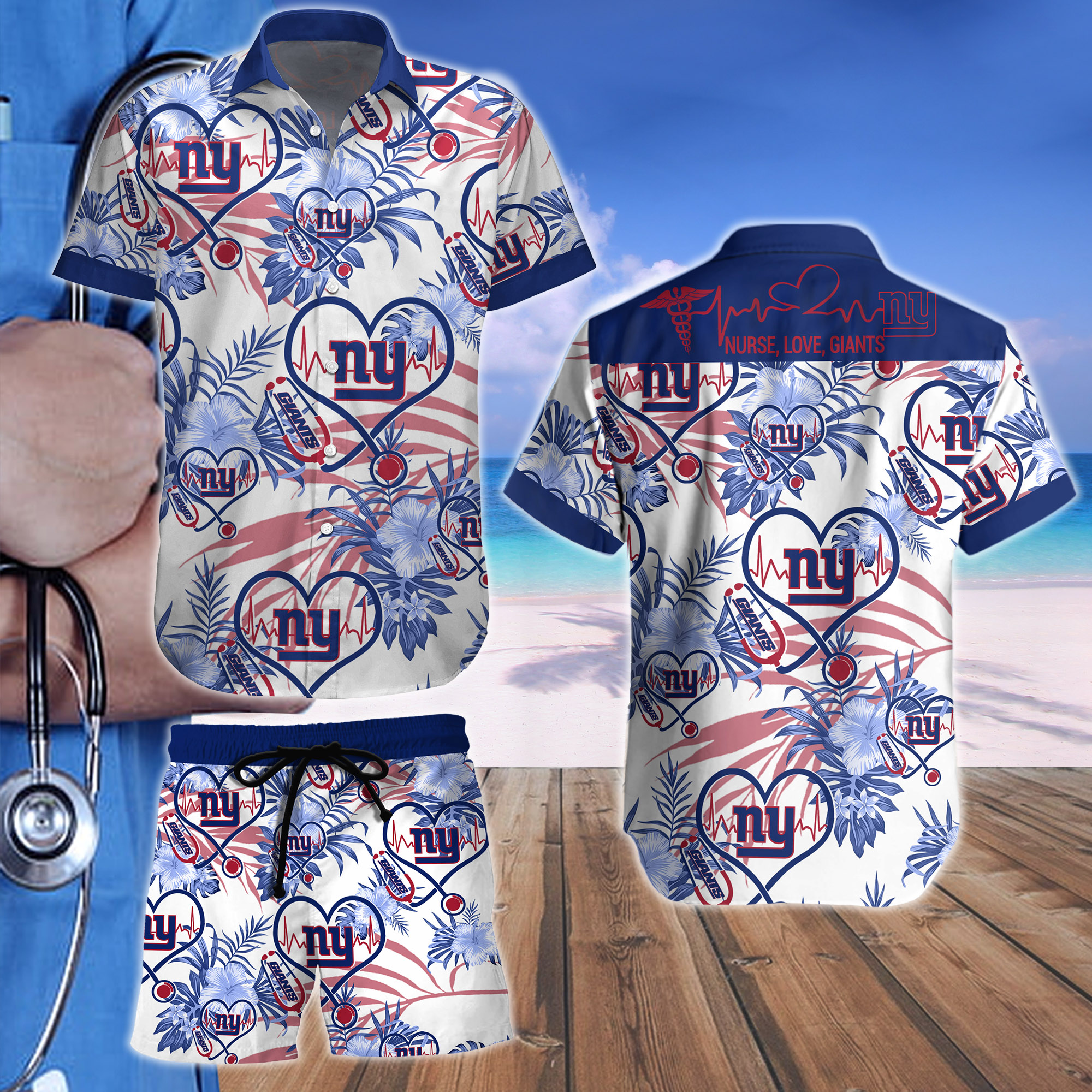 Nurse Love New York Giants Hawaiian shirt