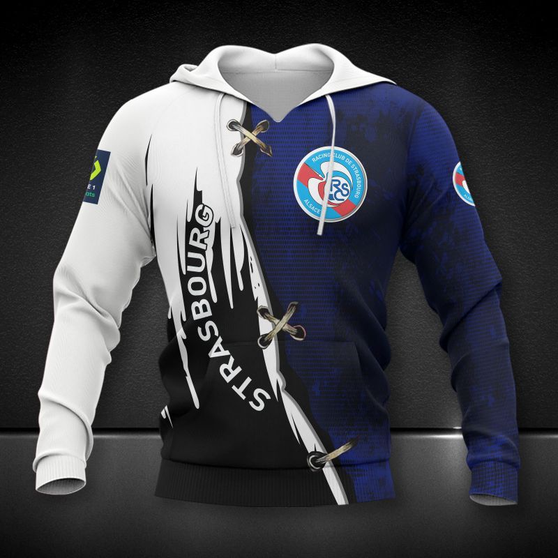 RC Strasbourg Alsace blue 3d all over printed hoodie