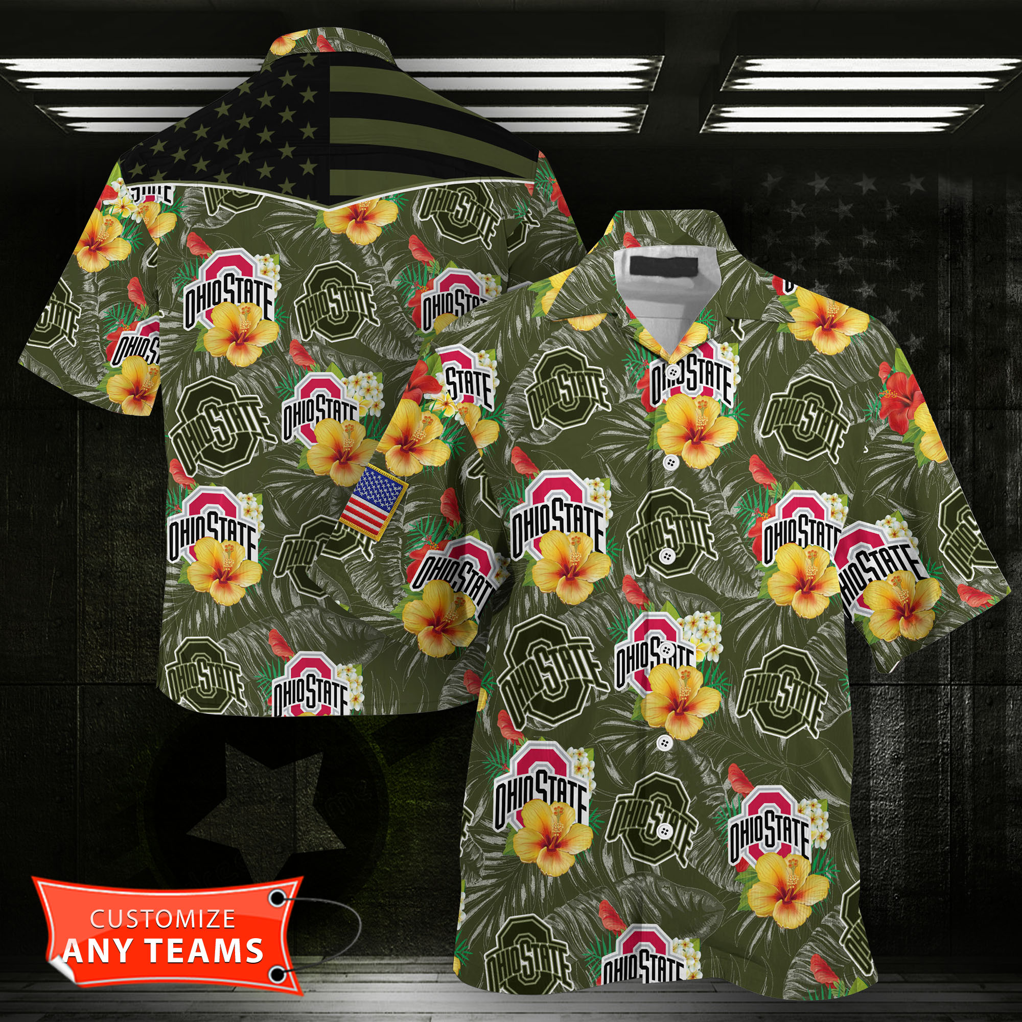 Ohio State Buckeyes Camo Hawaiian Shirt