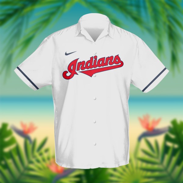 Cleveland Indians MLB White Personalized Hawaiian Shirt