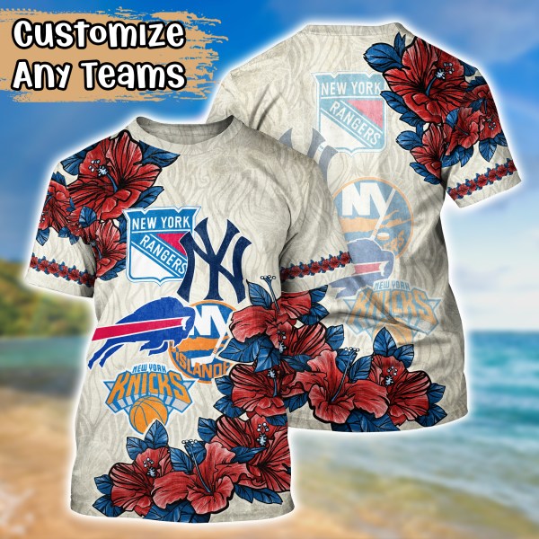 New York Sports Teams Flower Hawaiian Shirt