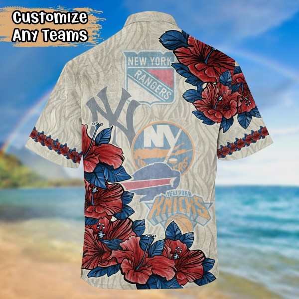 New York Sports Teams Flower Hawaiian Shirt
