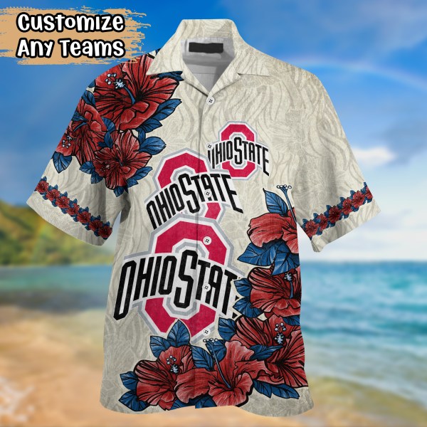 Ohio State Buckeyes Flower Hawaiian Shirt