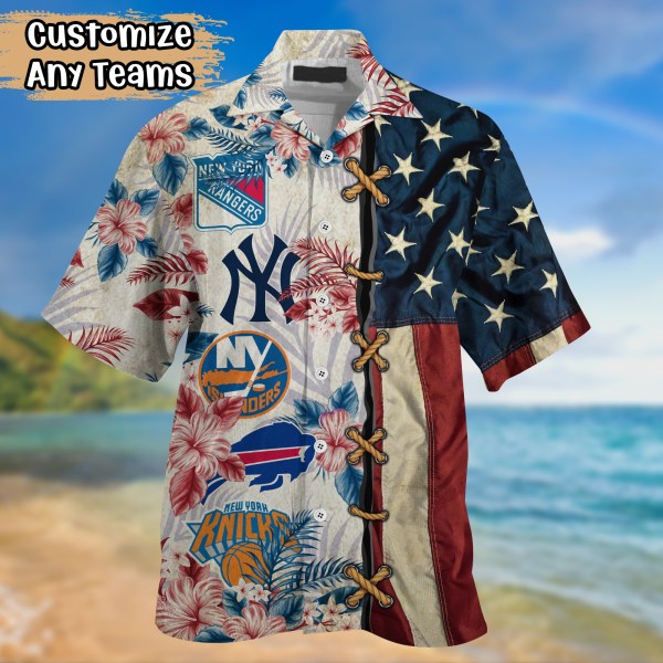 New York Sports Teams July 4th Hawaiian Shirt