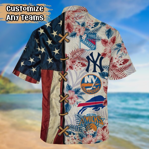 New York Sports Teams July 4th Hawaiian Shirt