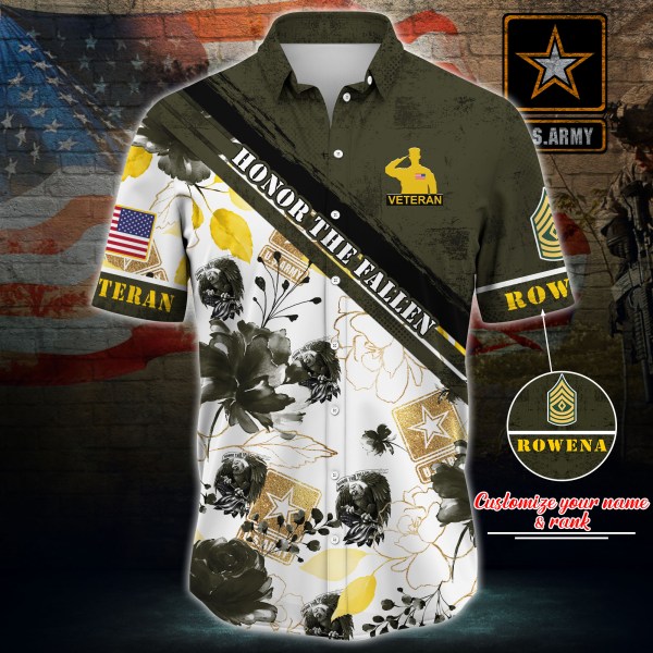 Veteran Custom Name And Rank Honor The Fallen Summer 2022 Hawaiian Shirt