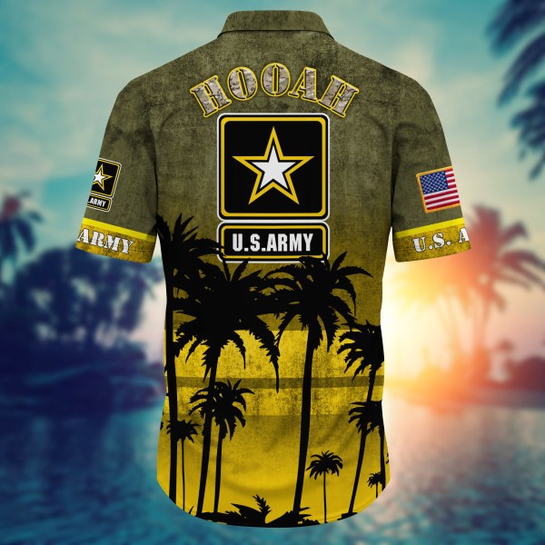Army Military Custom Name And Rank Palm Tree Summer 2022 Hawaiian Shirt