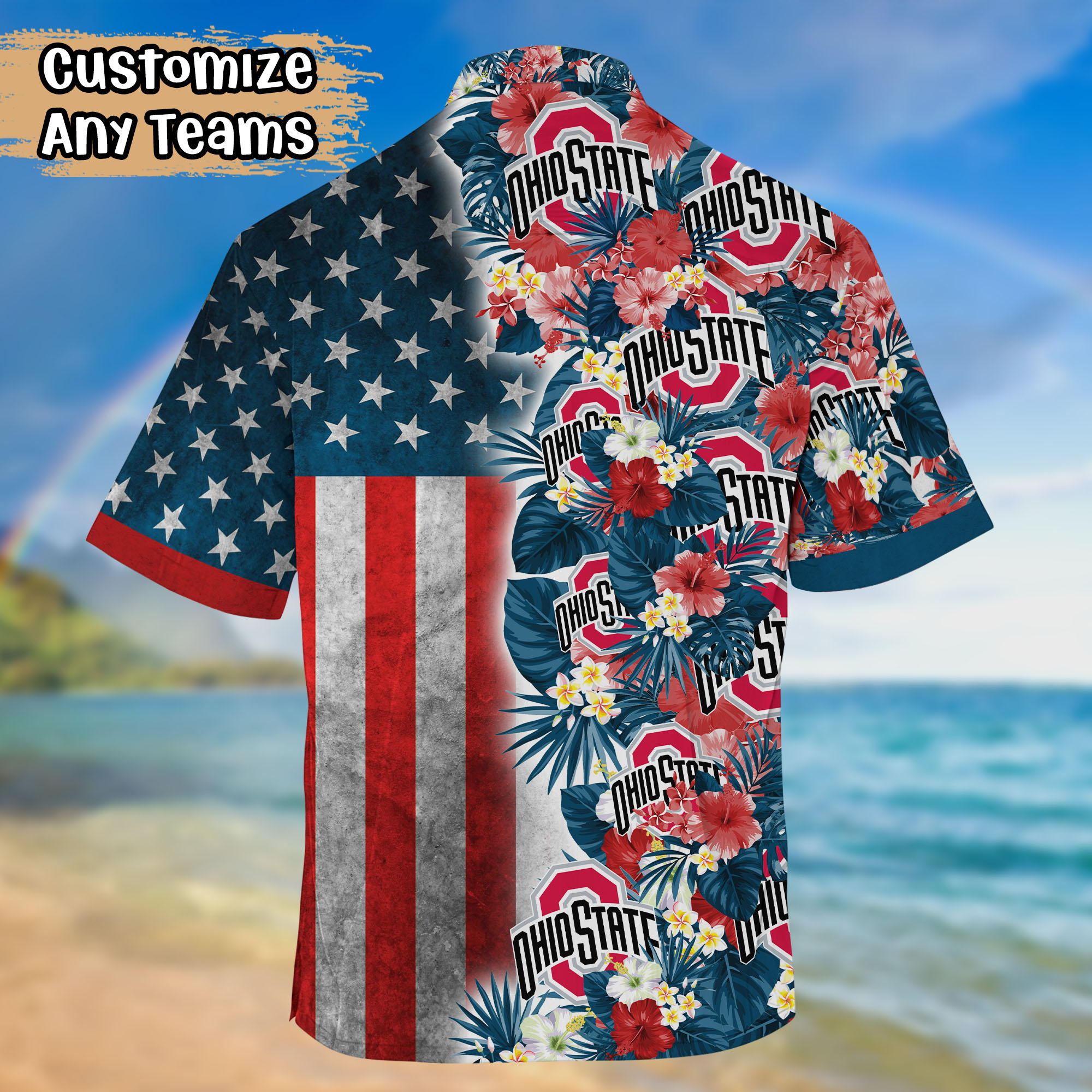 Ohio State Buckeyes USA Flag Hawaiian Shirt
