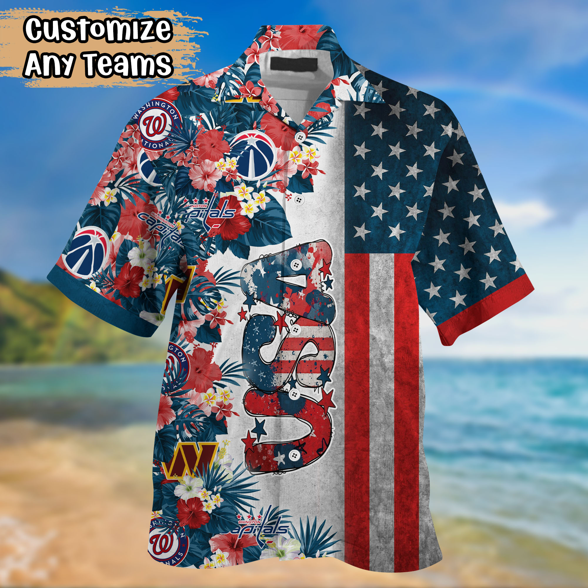 Washington Sport Teams USA Flag Hawaiian Shirt