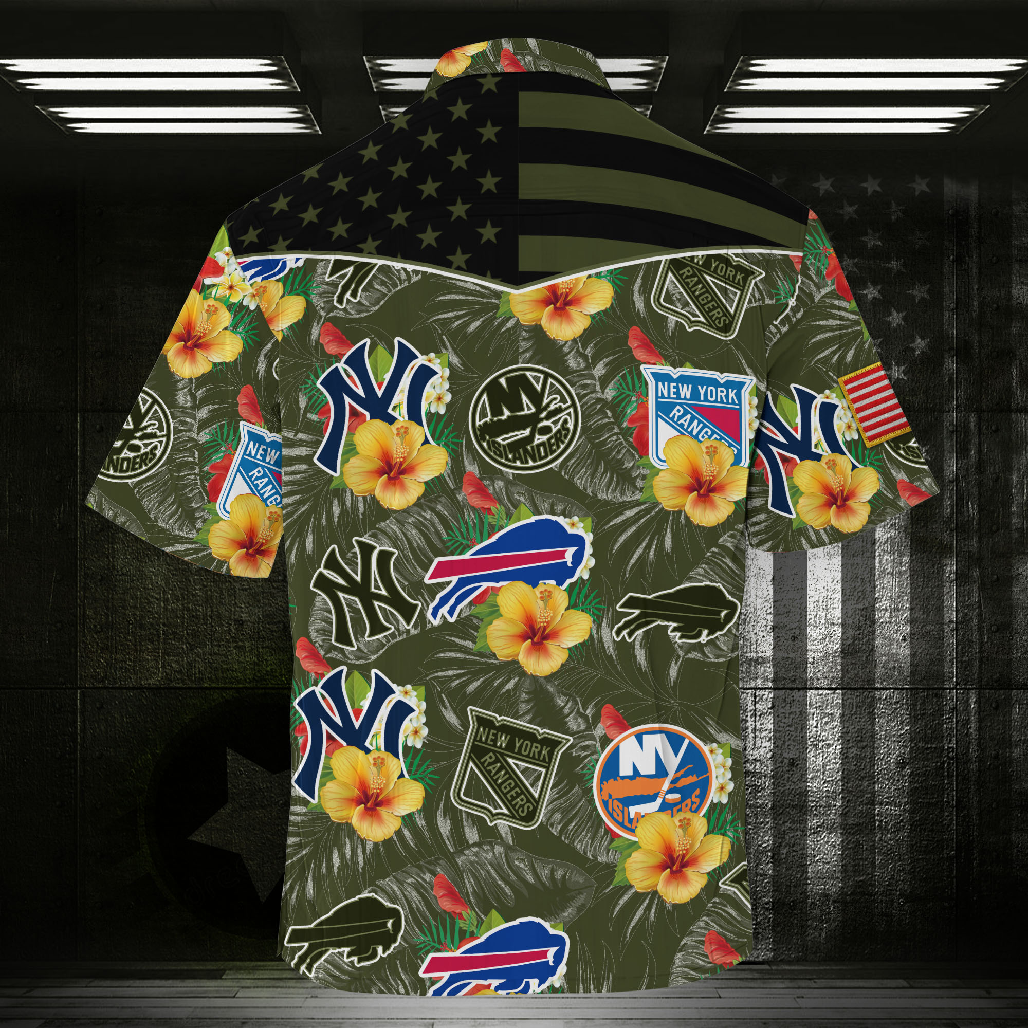 New York Sport Teams Camo Hawaiian Shirt