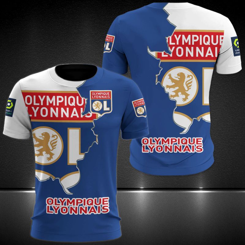 Olympique Lyonnais 3d all over printed hoodie