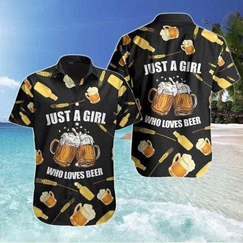 Just A Girl Loves Beer Tropical Hawaiian Shirts