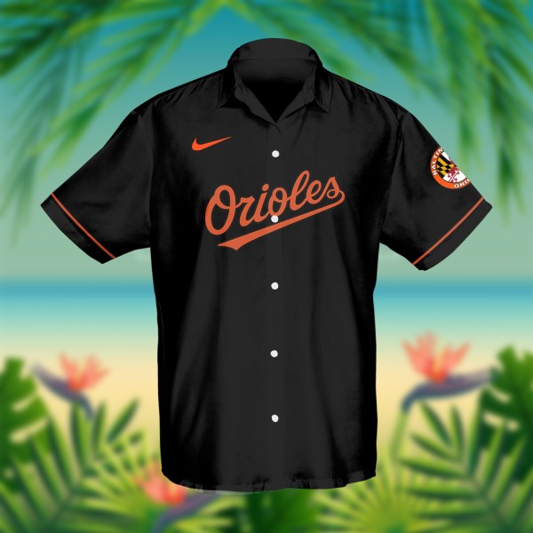 MLB Baltimore Orioles Black Personalized Hawaiian Shirt