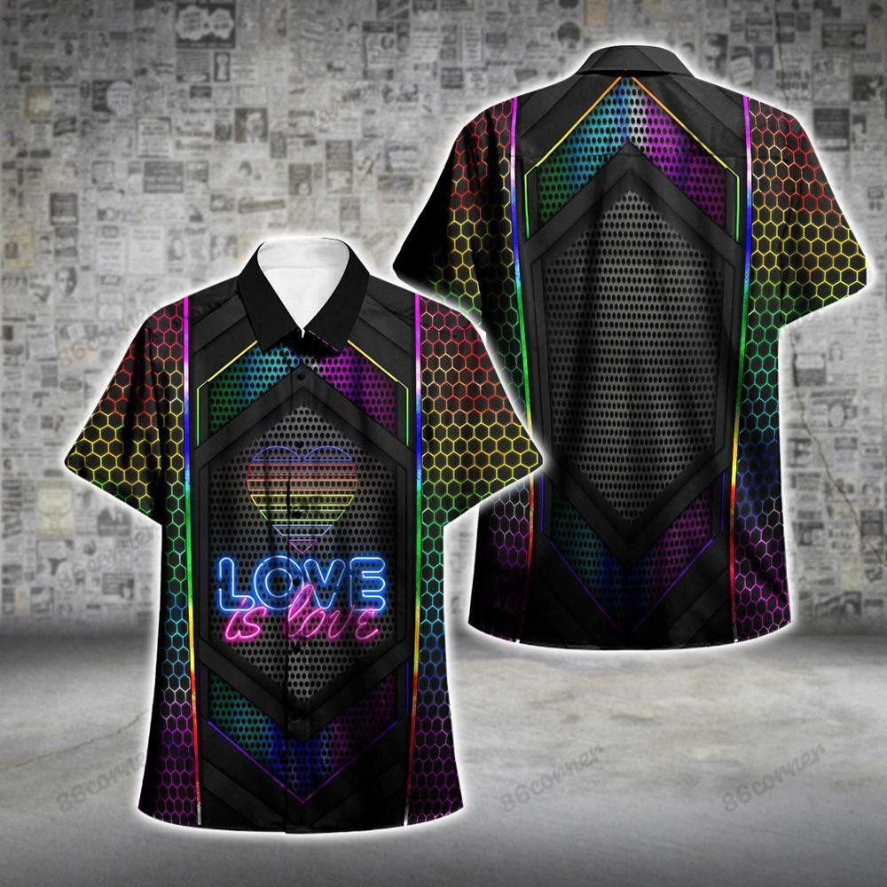 LGBT Pride Love Is Love Neon Hawaiian Shirts
